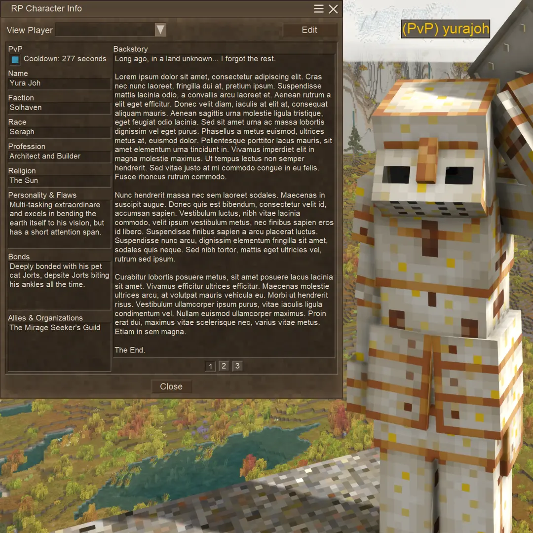 RP Character Info (and PvP Flags)